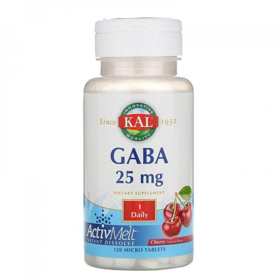 Гамма-аминомасляная кислота "GABA" KAL, 25 мг, вкус вишни, 120 микротаблеток