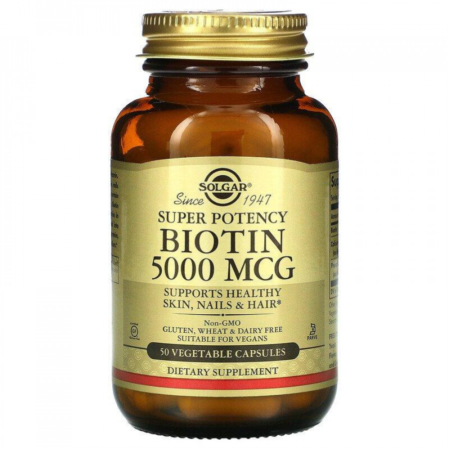 Биотин "Biotin" 5000 мкг, Solgar 50 капсул