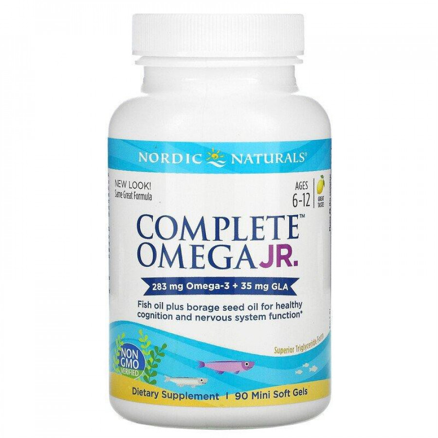 Омега-3 для детей 6-12 лет "Complete Omega Junior" 283 мг, Nordic Naturals, 90 мини-капсул