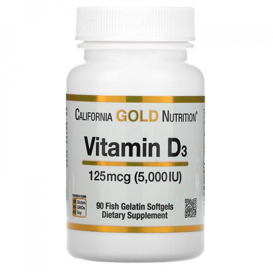Витамин Д3, 5000 МЕ, California Gold Nutrition, 90 капсул
