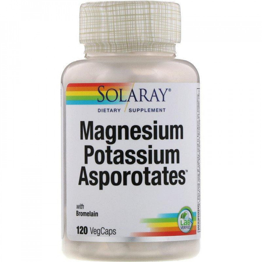Аспартат магния и калия "Magnesium Potassium Asporotates" Solaray, 120 капсул