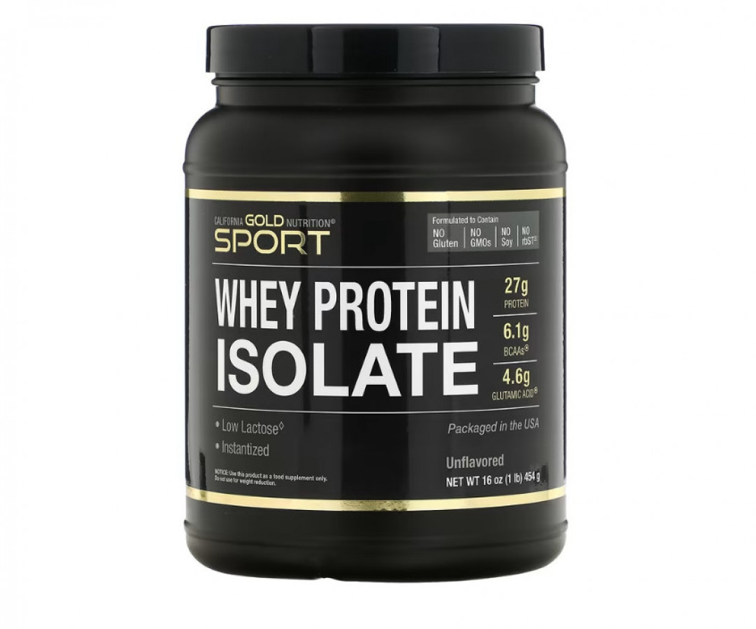 Изолят сывороточного протеина "Whey Protein Isolate" California Gold Nutrition, натуральный вкус, 454 г