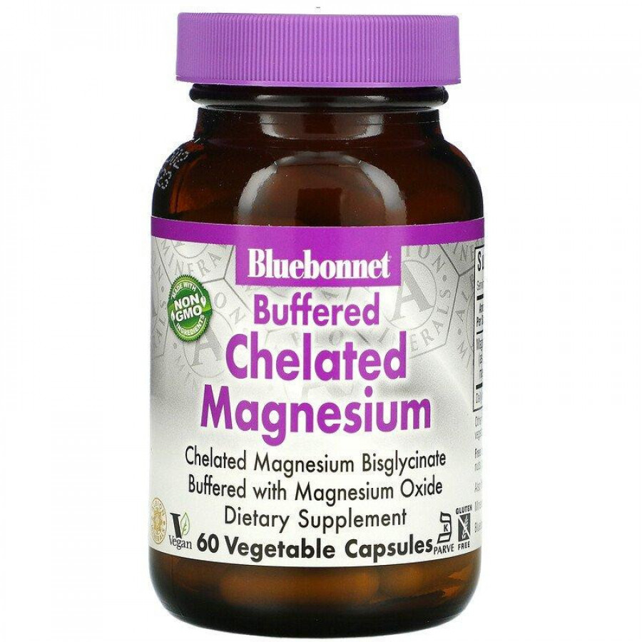 Буферизованный хелатный магний "Buffered Chelated Magnesium", Bluebonnet Nutrition, 200 мг, 60 капсул