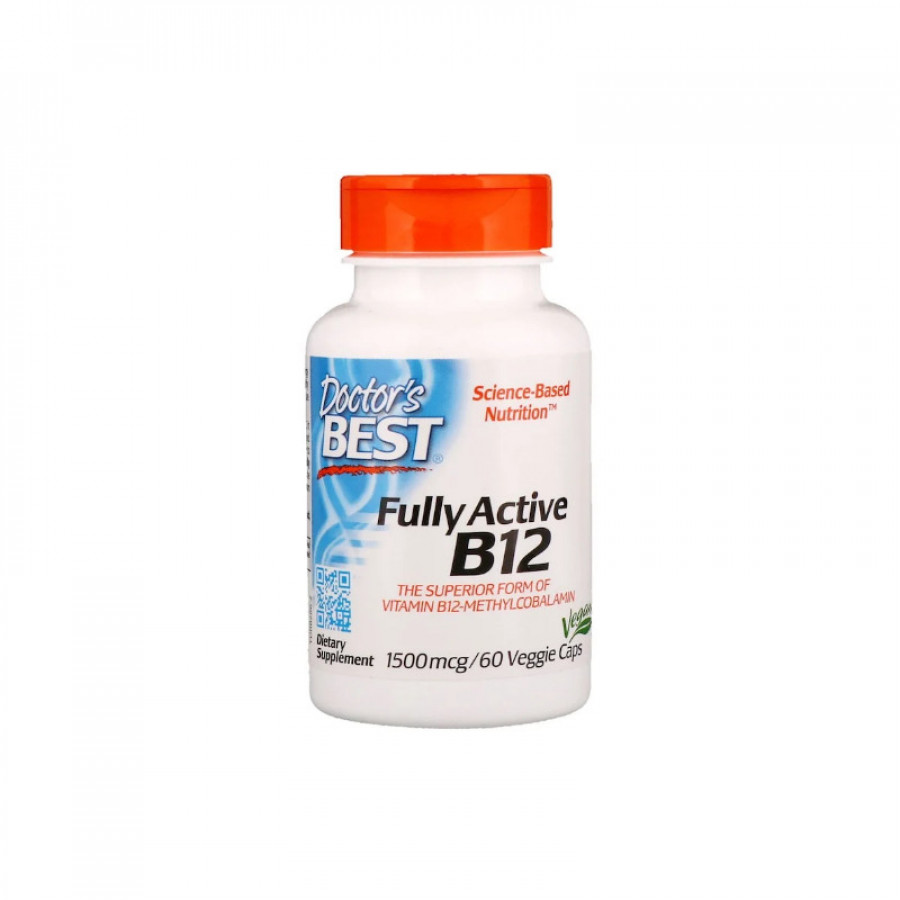 Витамин B12, цианокобаламин "Fully Active B12" 1500 мкг, Doctor's Best, 60 капсул