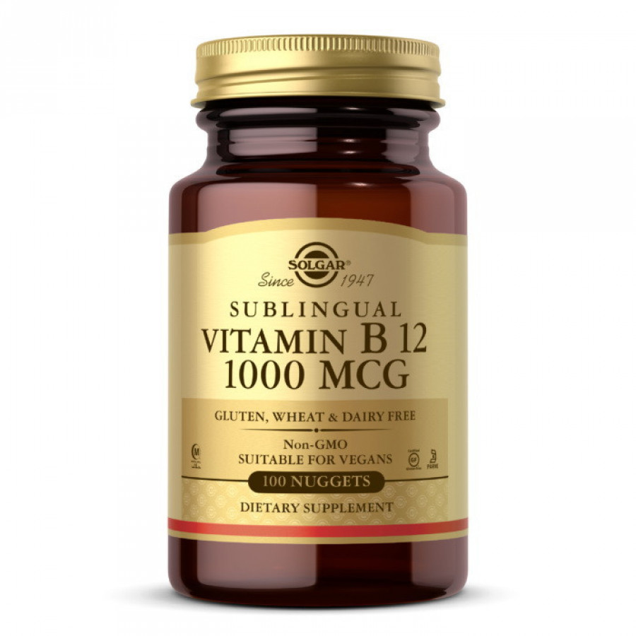 Cублингвальный витамин B12, 1000 мкг, Solgar, 100 пастилок