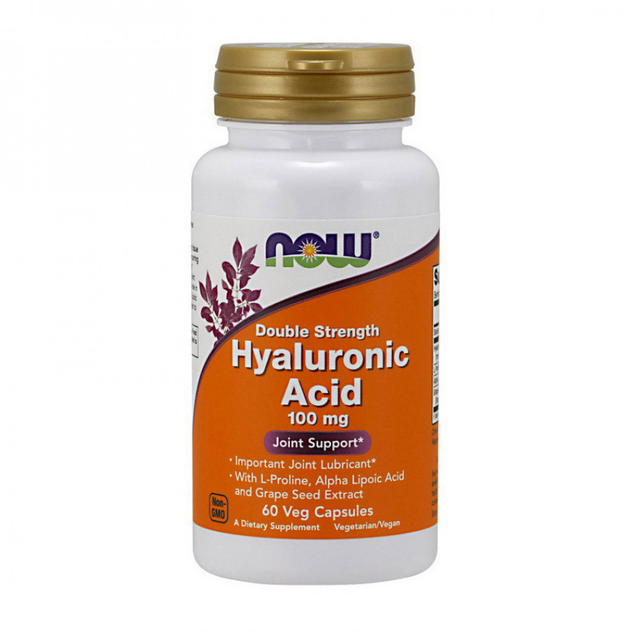 Гиалуроновая кислота двойной концентрации "Hyaluronic Acid" Now Foods, 100 мг, 60 капсул