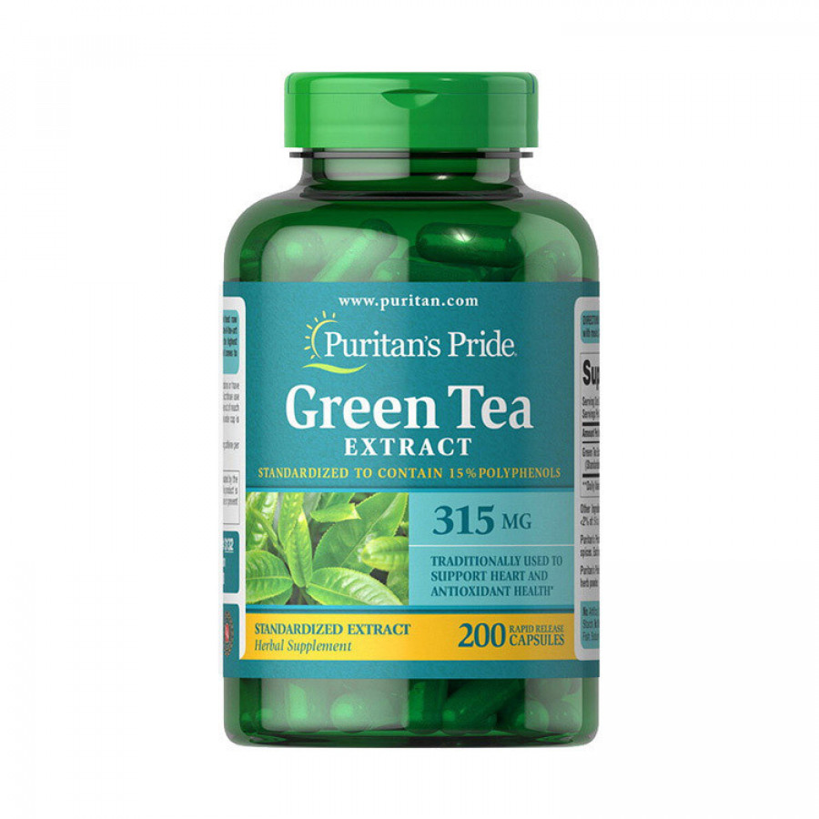 Экстракт зеленого чая "Green Tea Extract" 1000 мг, Puritan's Pride, 200 капсул