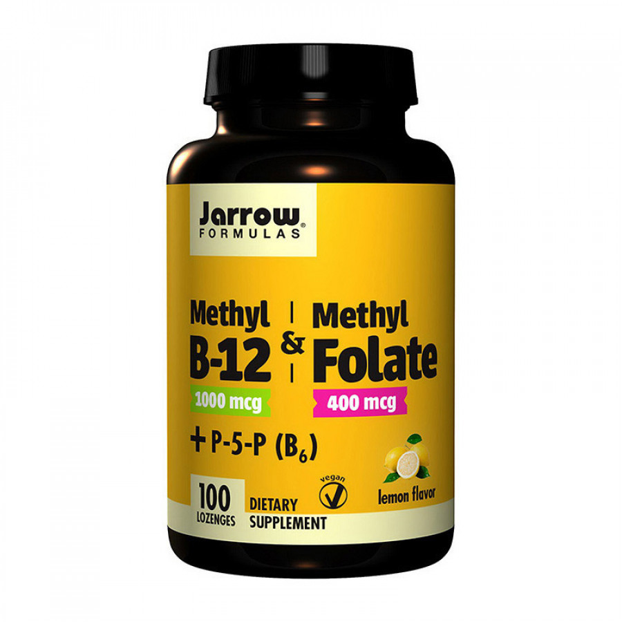Метилфолат, метил В-12 и P-5-P B6 "Methyl B12 & Methyl Folate plus P-5-P B6" Jarrow Formulas, 100 леденцов