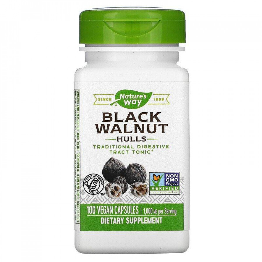 Скорлупа черного ореха "Black Walnut" Nature's Way, 500 мг, 100 капсул