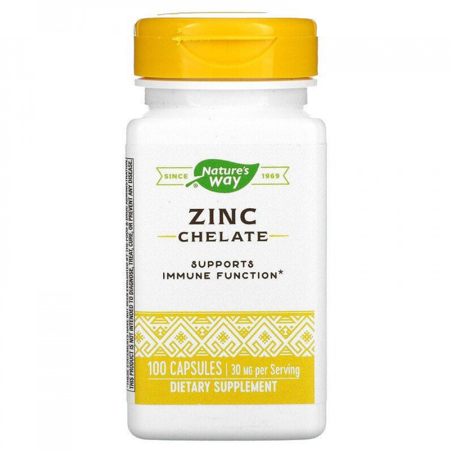 Хелат цинка "Zinc Chelate" Nature's Way, 30 мг, 100 капсул
