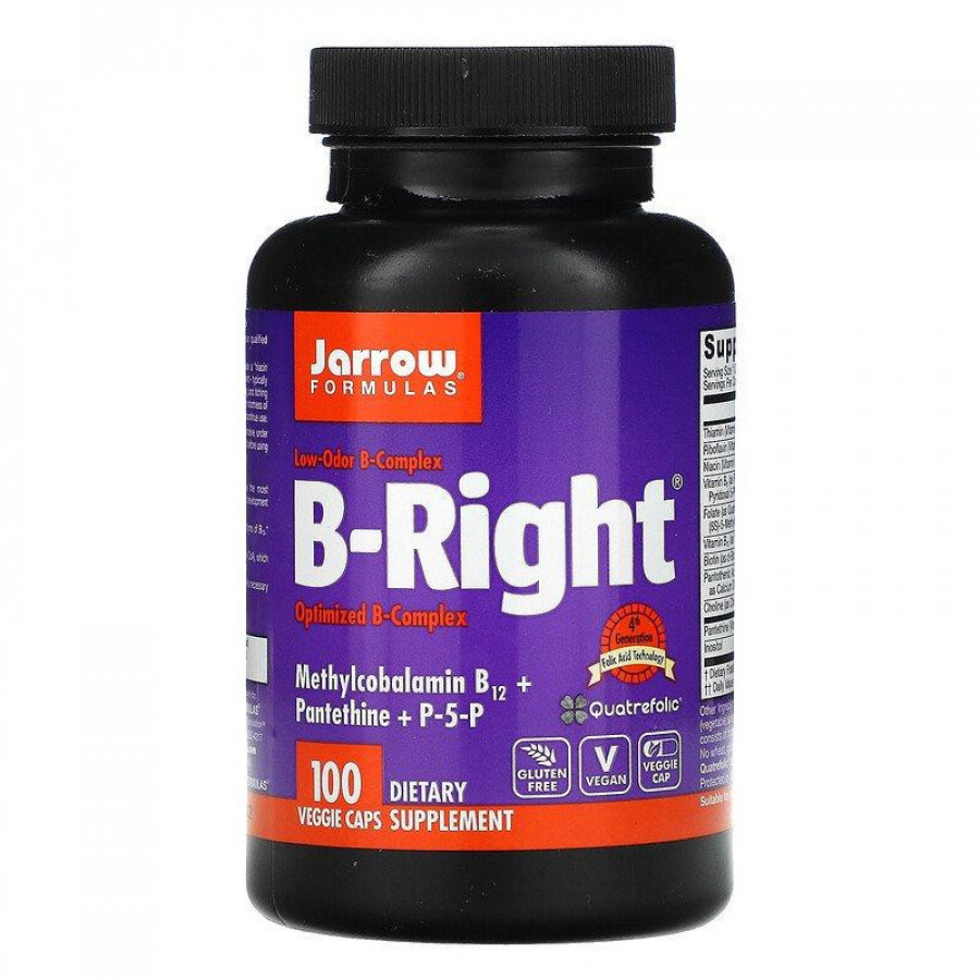 B-Right, витамины группы В, Jarrow Formulas, 100 капсул