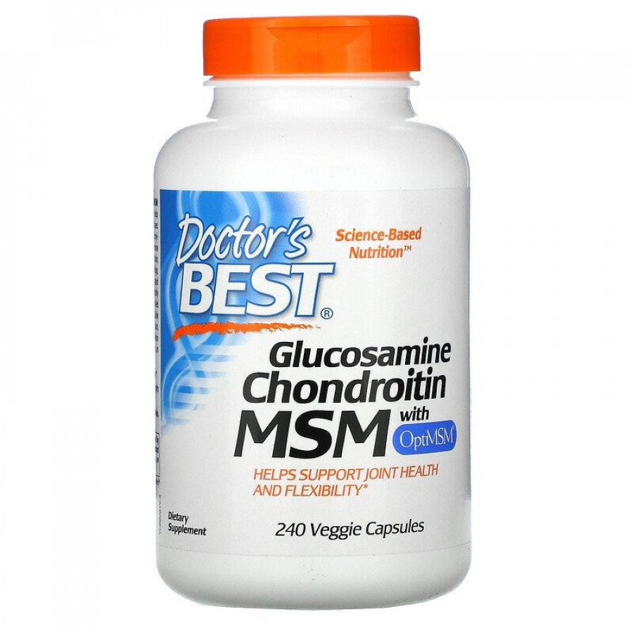 Глюкозамин, хондроитин, МСМ с OptiMSM "Glucosamine Chondroitin MSM" Doctor's Best, 360 капсул
