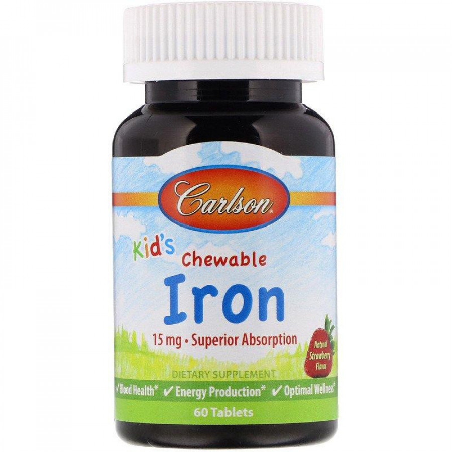 Железо в жевательной форме "Chewable Iron" Carlson Labs, 27 мг, 60 таблеток