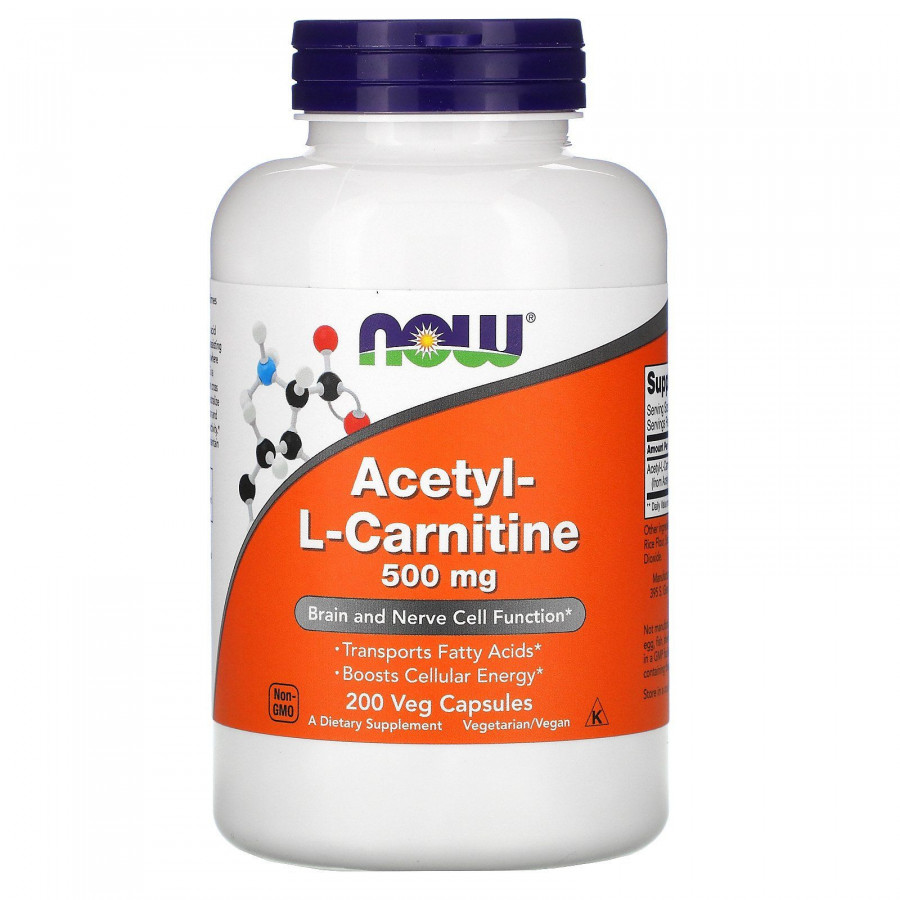 Ацетил-Л-карнитин Now Foods (Acetyl-L-Carnitine) 500 мг 200 капсул