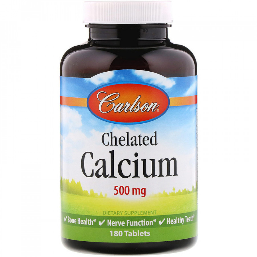 Хелатный кальций "Chelated Calcium" 500 мг, Carlson Labs, 180 таблеток