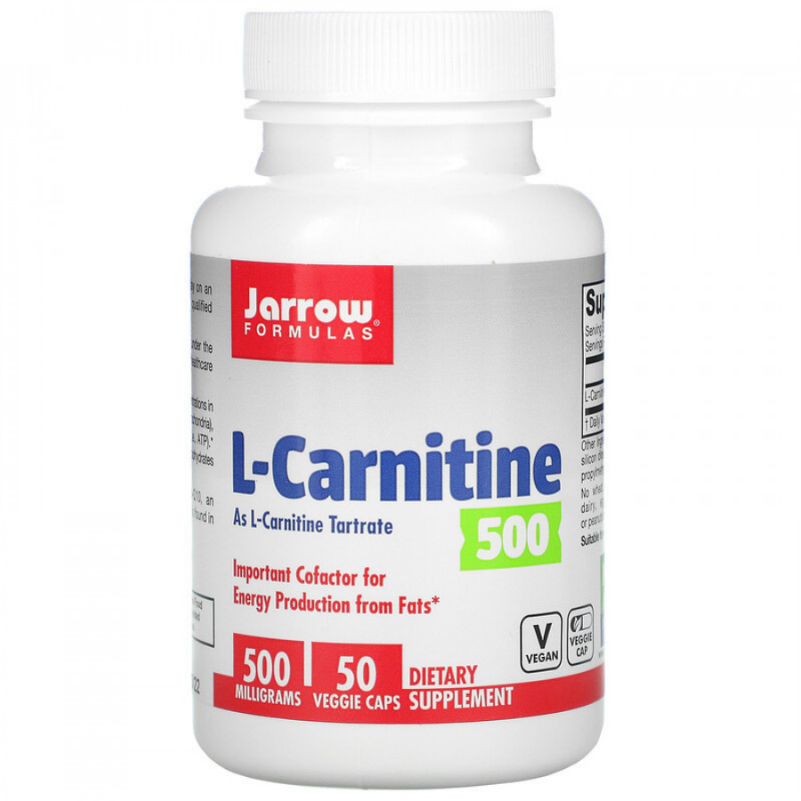 L-карнитин-500, 500 мг, Jarrow Formulas, 50 капсул