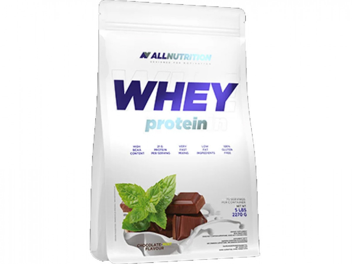 Уценка: Протеин Whey Protein, All Nutrition, шоколад мята, 2200 г (срок до 06/2020)