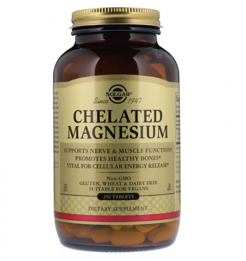 Хелат магния "Chelated Magnesium" Solgar, 250 таблеток
