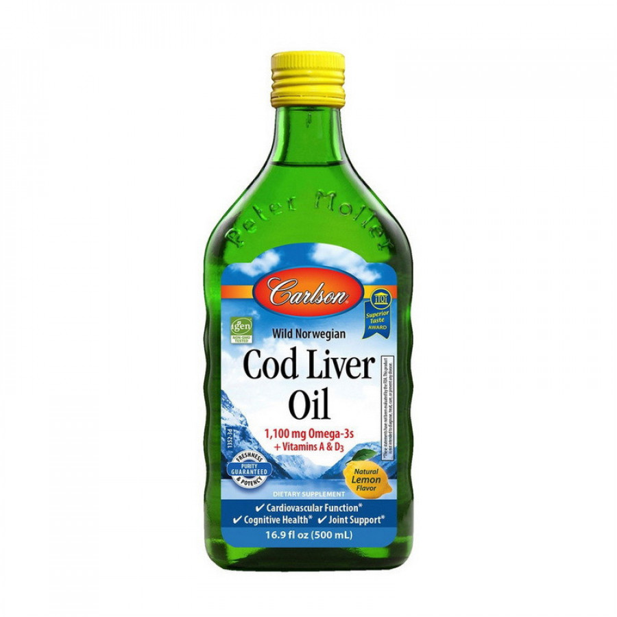 Рыбий жир дикой норвежской трески "Cod Liver Oil Omega-3s + Vitamins A & D3" Carlson Labs, 500 мл