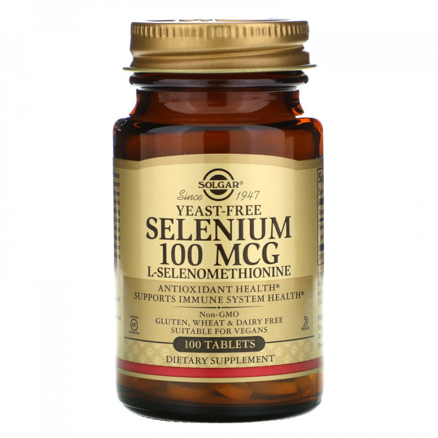 Селен без дрожжей "Selenium yeast-free" Solgar, 100 мкг, 100 таблеток