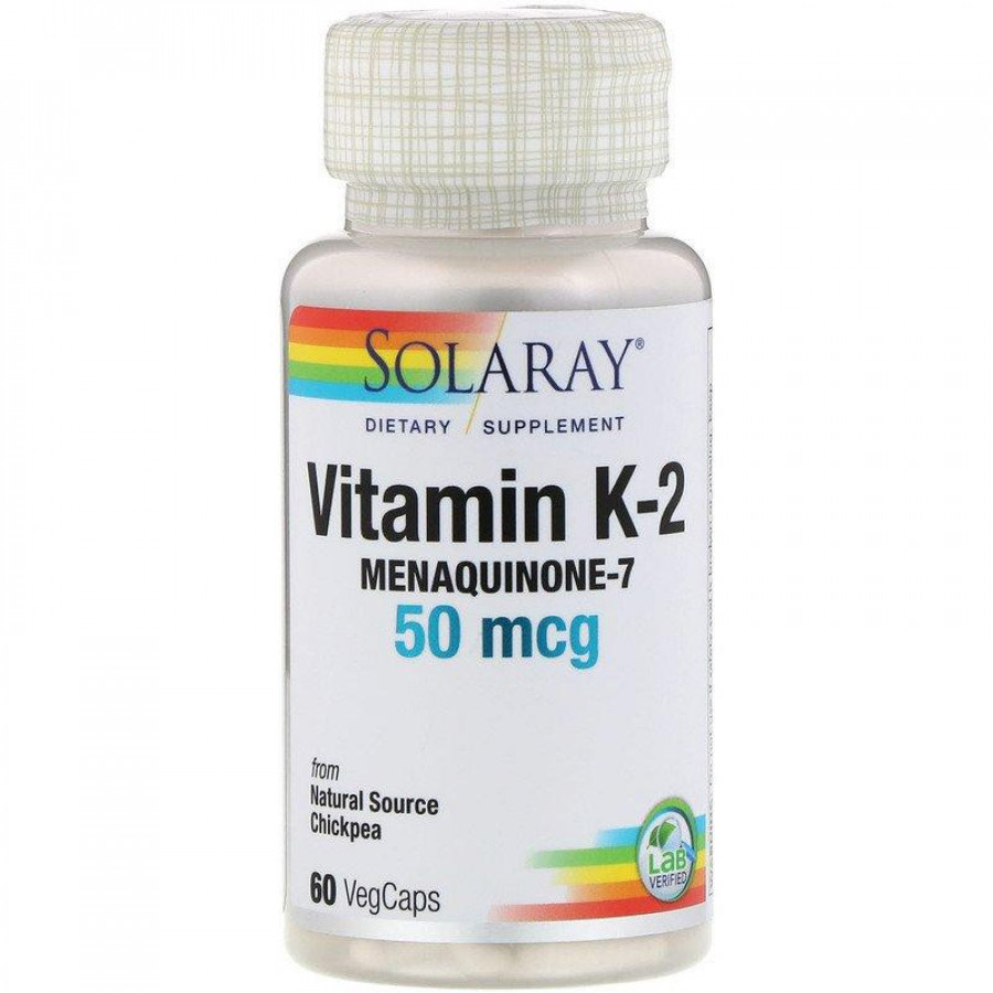 Витамин К-2 "Vitamin K-2 (menaquinone-7)" 50 мкг, Solaray, 30 капсул