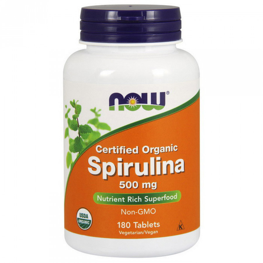 Органическая спирулина "Spirulina" 500 мг, Now Foods, 180 таблеток