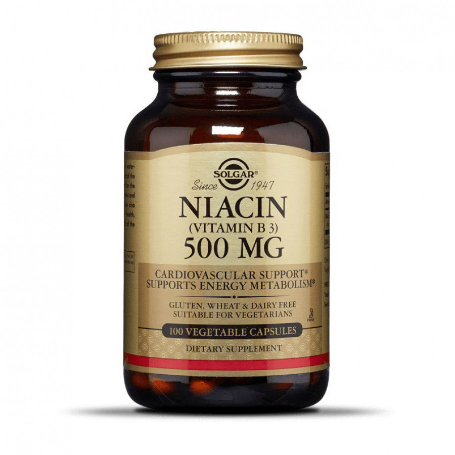 Ниацин "Niacin" Solgar, 500 мг, 100 капсул