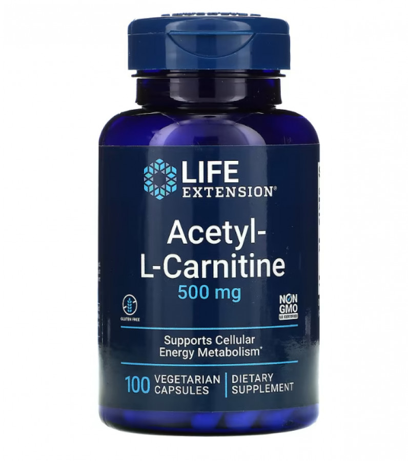 Ацетил-L-Карнитин, Acetyl L-Carnitine, Life Extension, 500 мг, 100 капсул