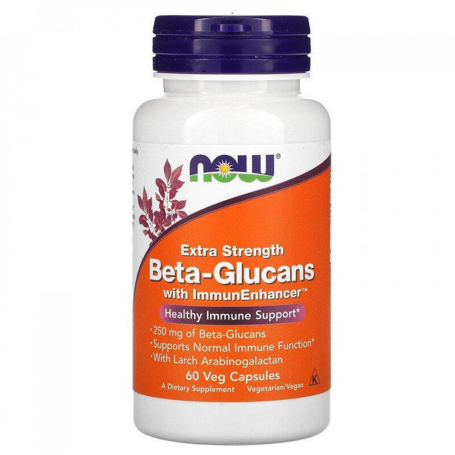 Бета-глюканы с ImmunEnhancer "Beta-Glucans extra strength with ImmunEnhancer" Now Foods, 250 мг, 60 капсул