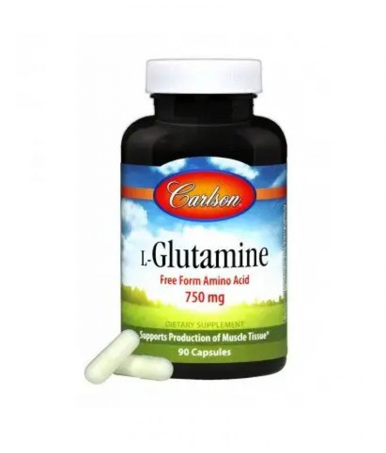L-глютамин "L-Glutamine" Carlson Labs, 750 мг, 90 капсул