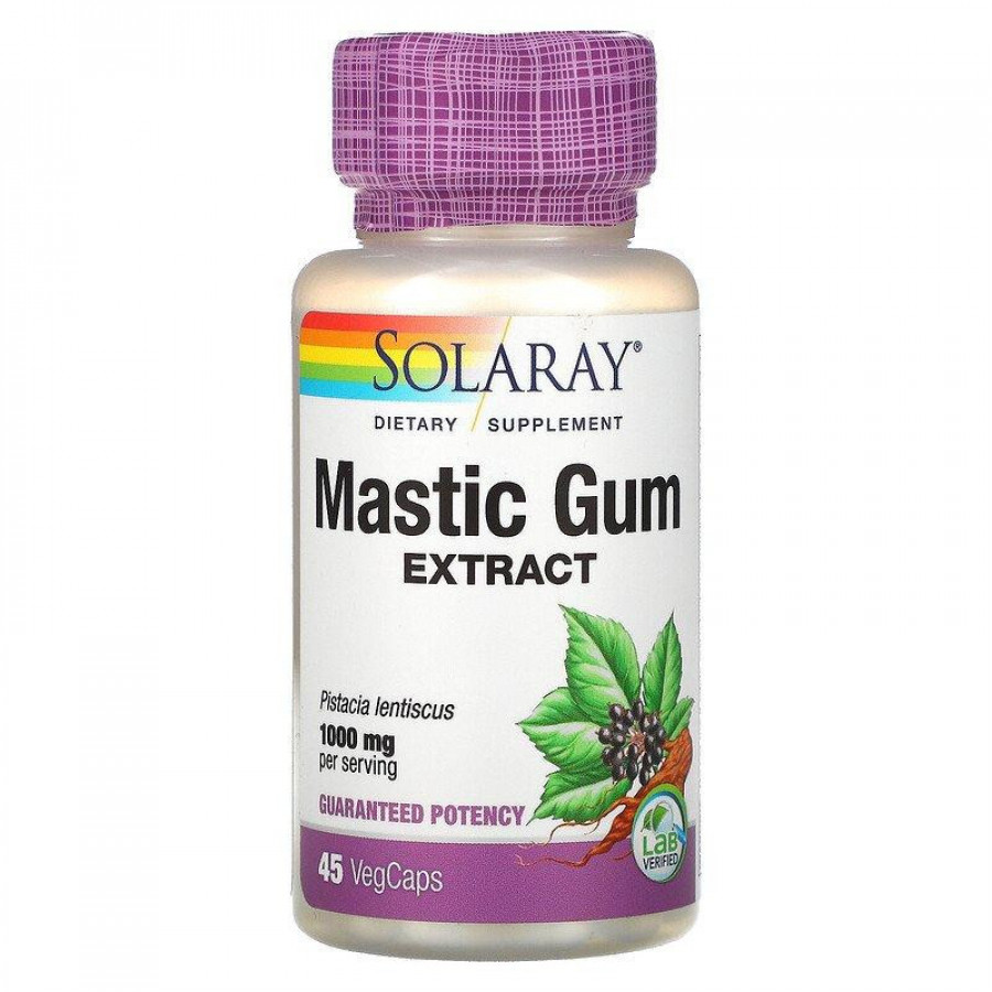 Экстракт мастиковой смолы "Mastic Gum Extract" 1000 мг, Solaray, 45 капсул