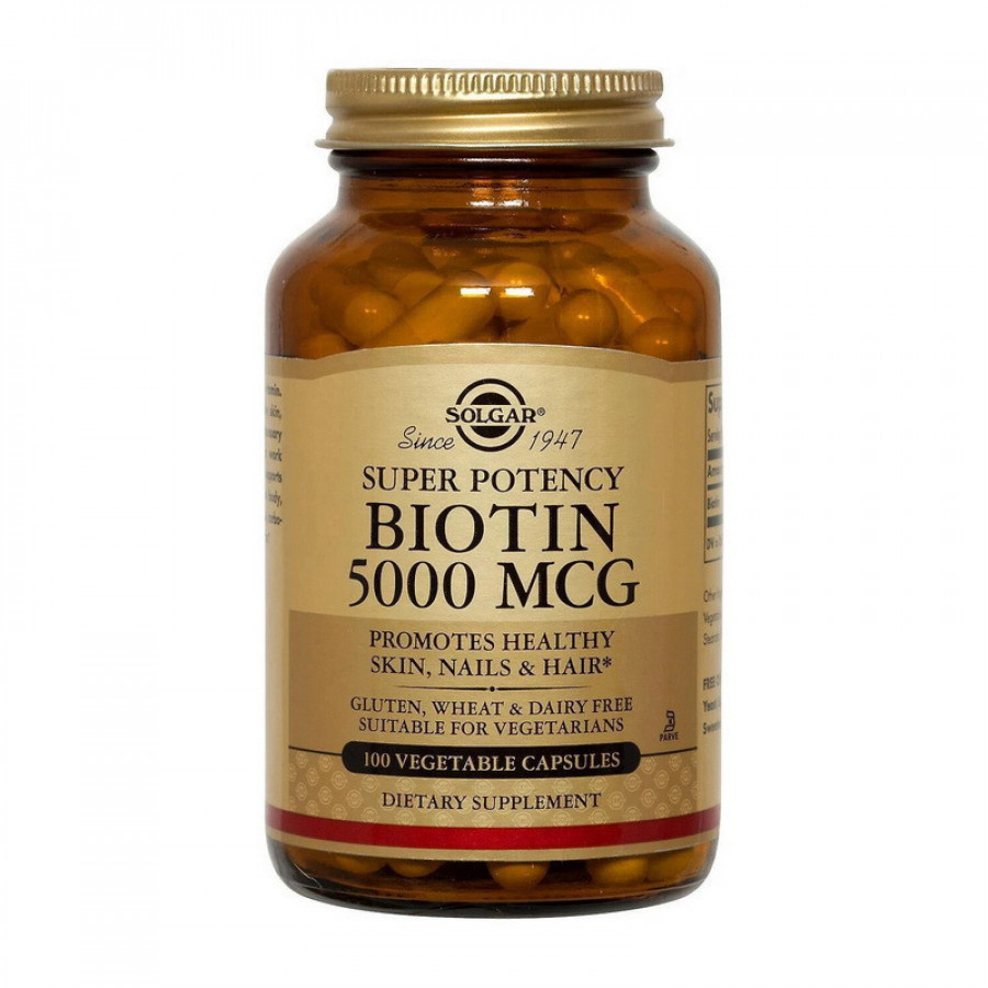Биотин "Biotin" 5000 мкг, Solgar 100 капсул