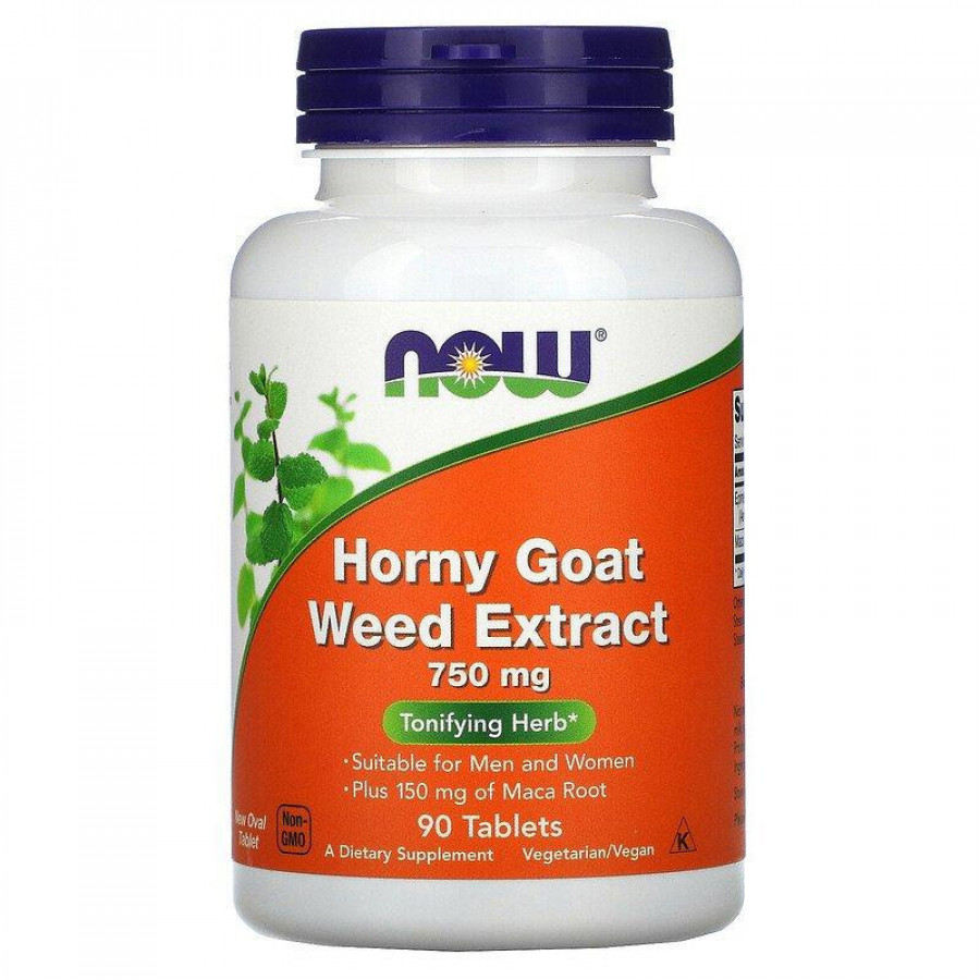 Экстракт горянки "Horny Goat Weed Extract" Now Foods, 750 мг, 90 таблеток