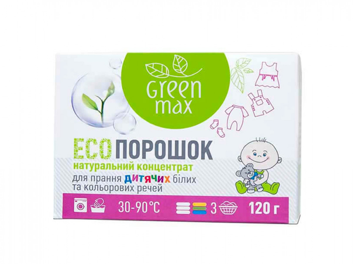 ECOпорошок, Green Max, детский стиральный порошок из натуральных компонентов, 120 г