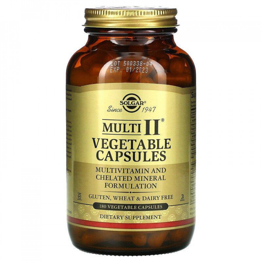 Растительные витамины и минералы "Multi II Vegetable Capsules" Solgar, 180 капсул