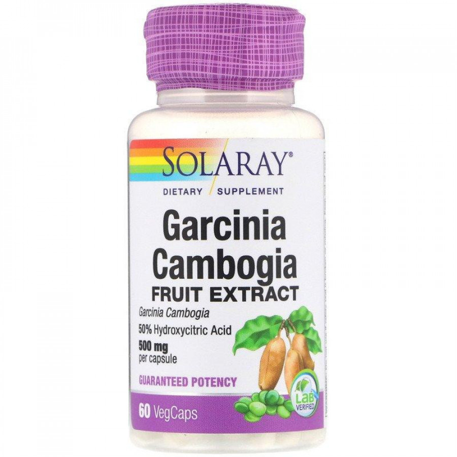 Экстракт плодов гарцинии камбоджийской "Garcinia Cambogia Fruit Extract" 500 мг, Solaray, 60 капсул