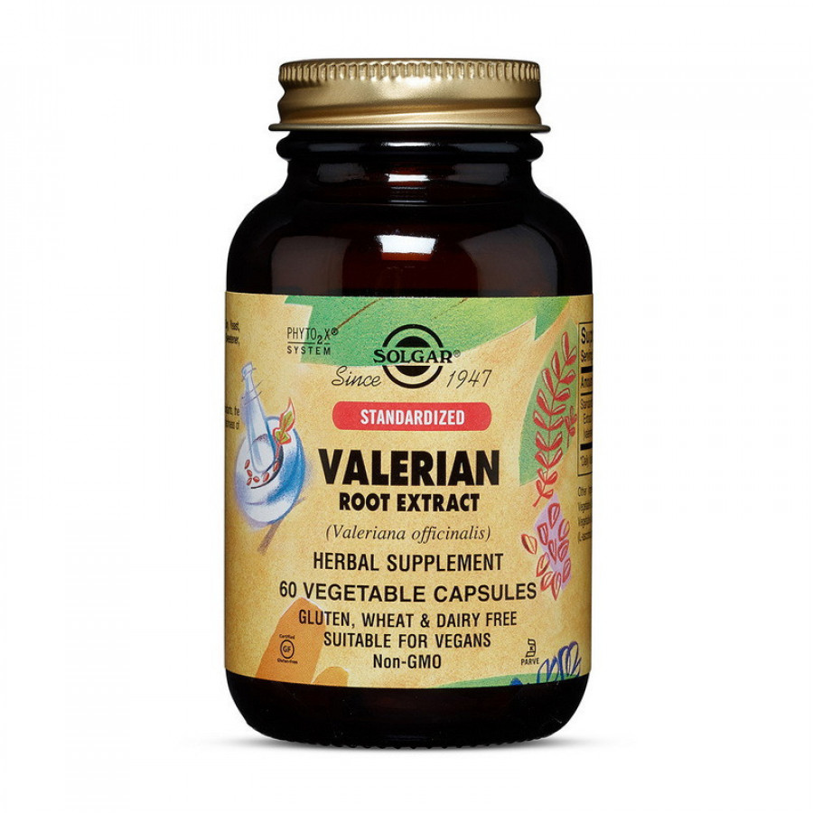Экстракт валерианы "Valerian Root Extract" 300 мг, Solgar, 60 капсул