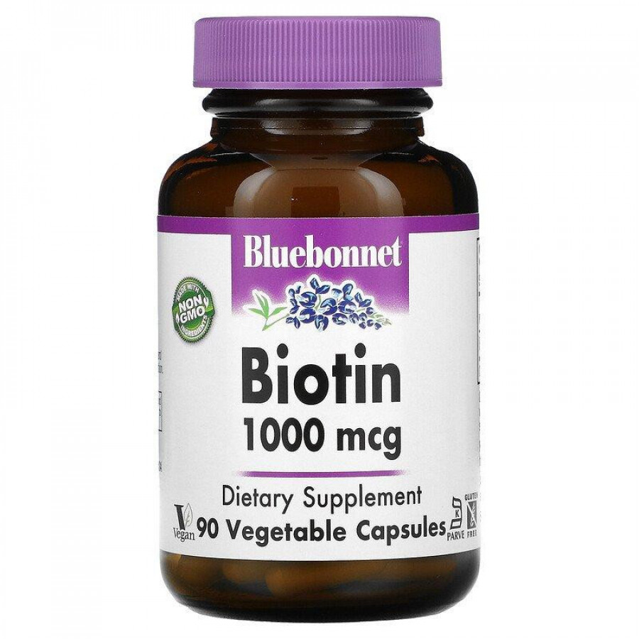Биотин, 1000 мкг, Bluebonnet Nutrition, 90 капсул