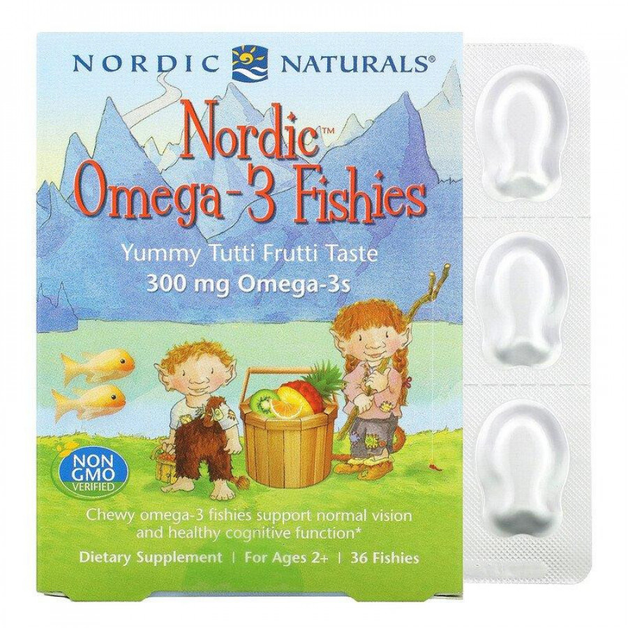 Омега-3 для детей "Nordic Omega-3 Fishies" Nordic Naturals, 300 мг, тутти-фрутти, 36 рыбок