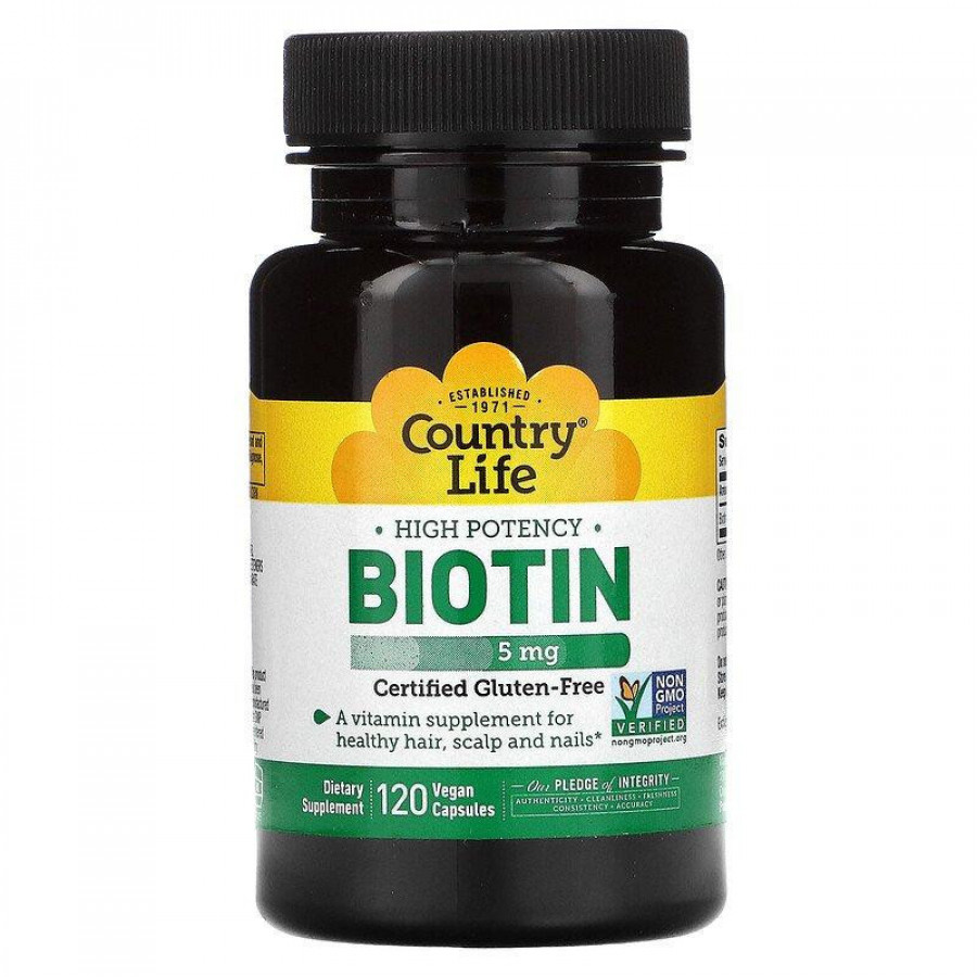 Биотин "Biotin" Country Life, 5 мг, 120 капсул