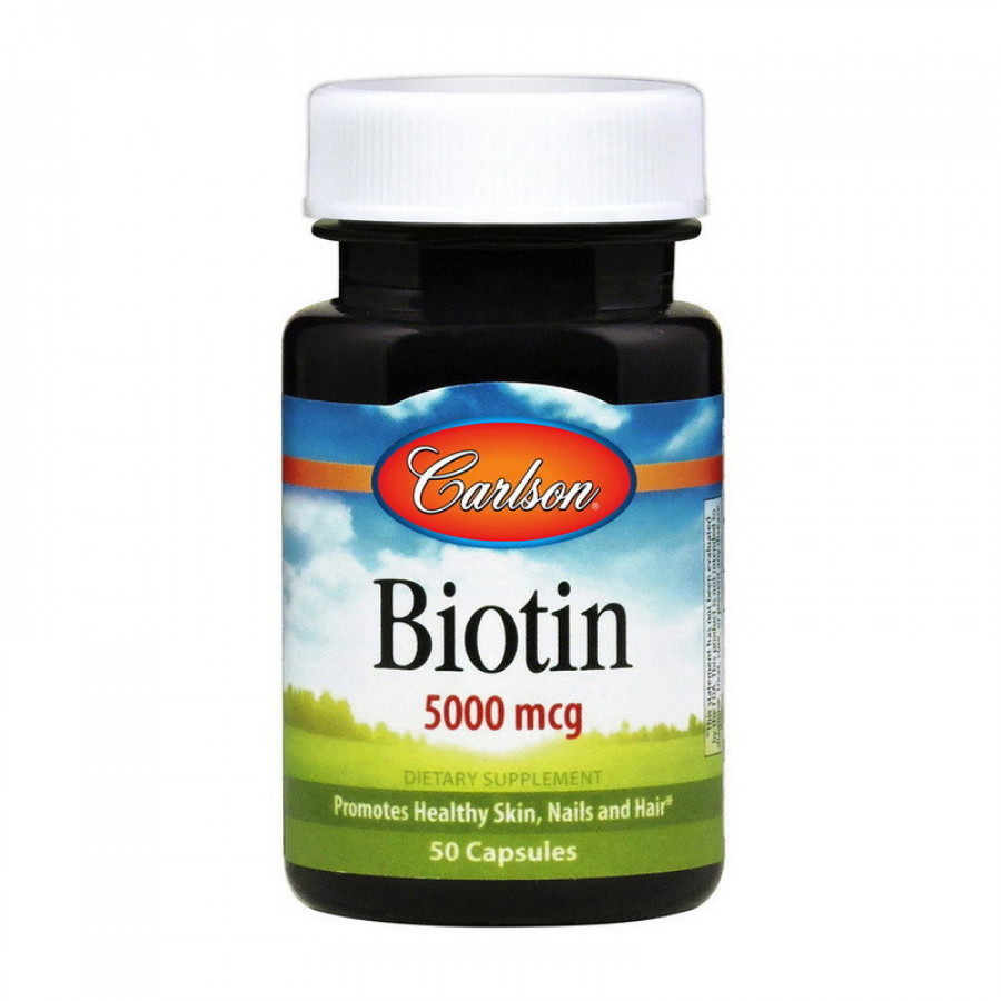 Биотин "Biotin" 5000 мкг, Carlson Labs, 50 капсул