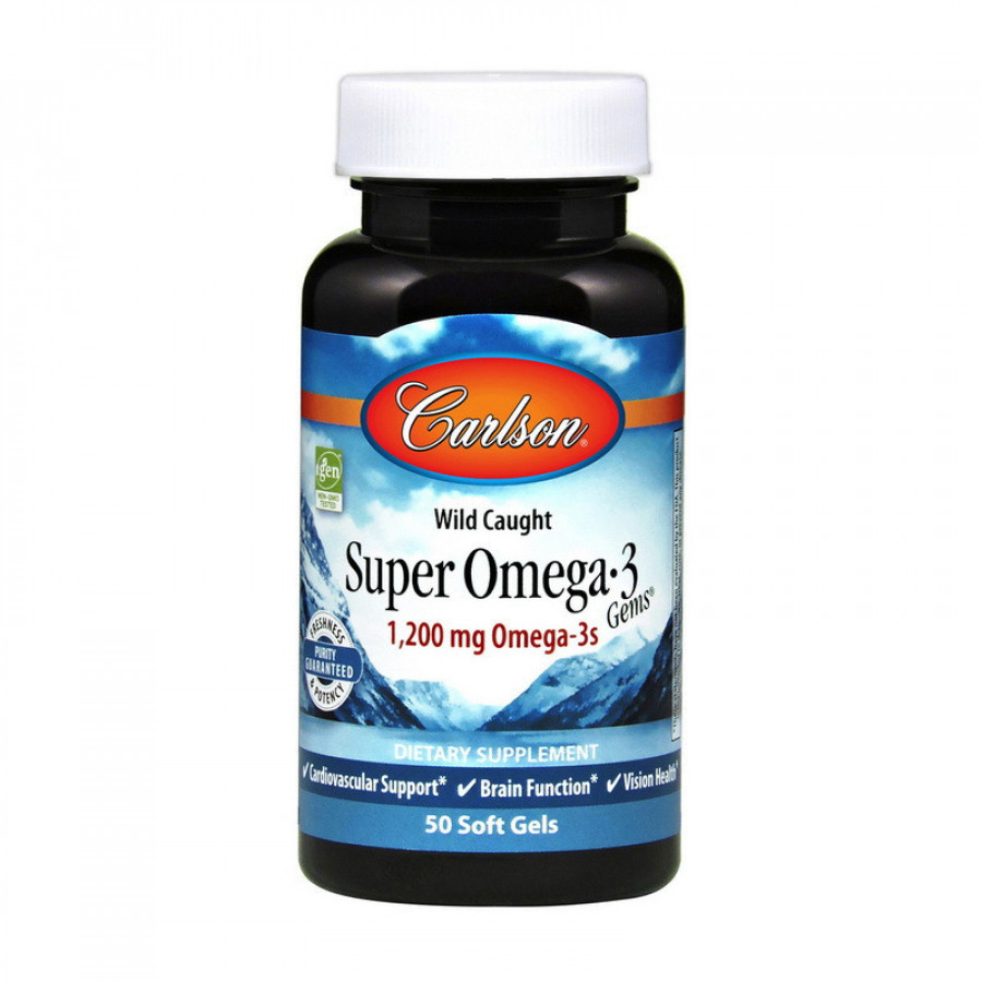 Супер-омега-3 "Super Omega-3s" Carlson Labs, 1200 мг, 50 желатиновых капсул
