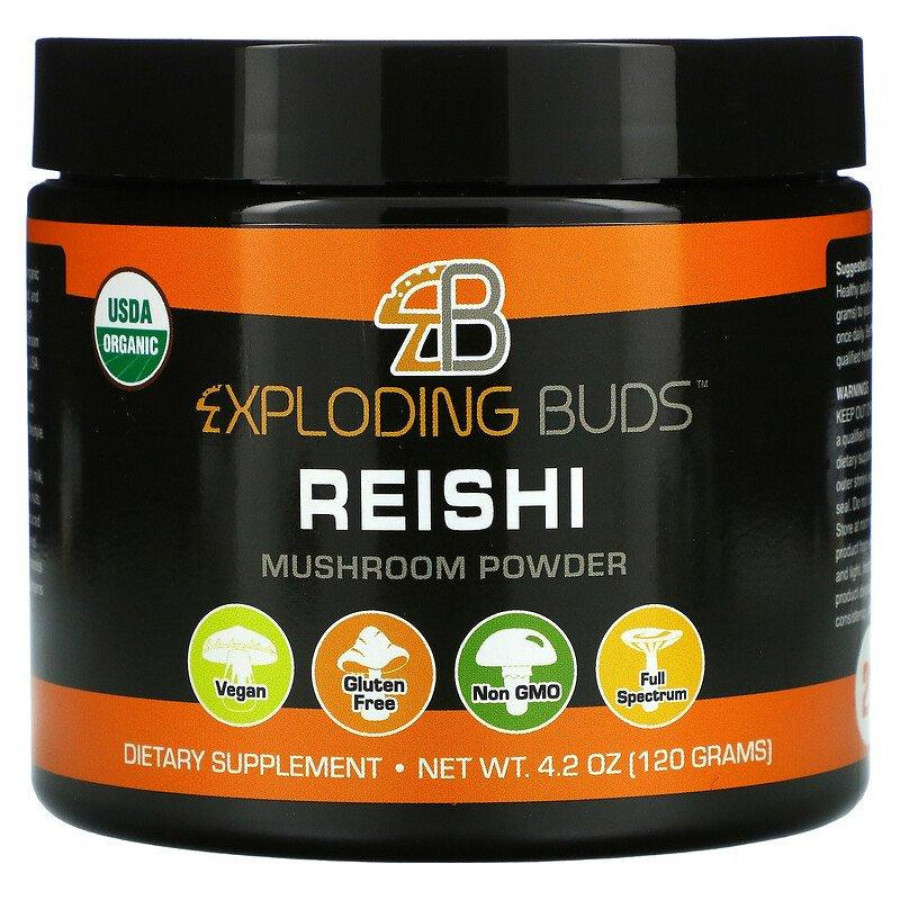 Рейши "Reishi Mushroom Powder" Exploding Buds, грибной порошок, 120 г