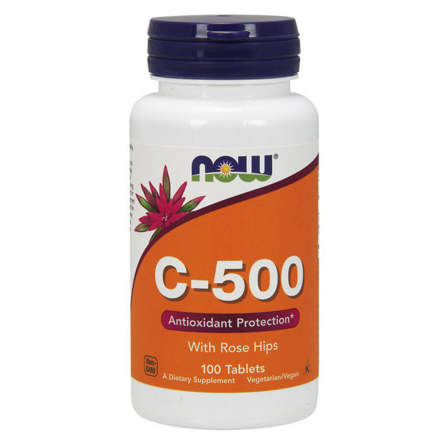 Витамин С с шиповником "C-500 with rose hips" Now Foods, 500 мг, 100 таблеток