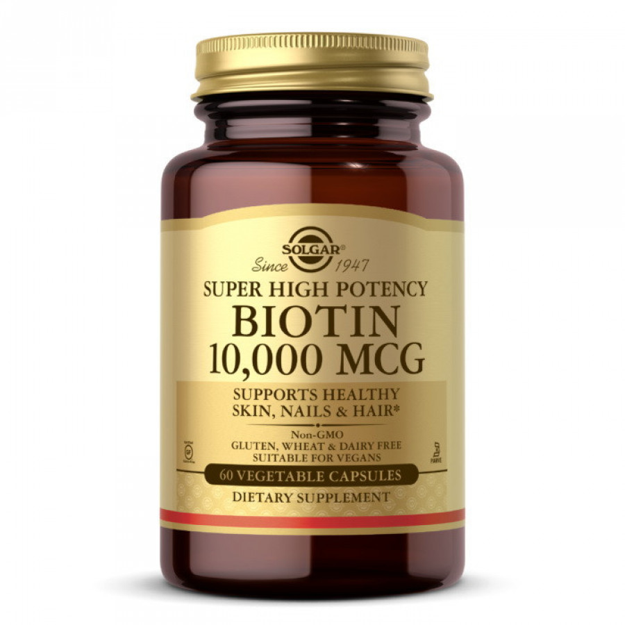 Биотин "Biotin" 10 000 мкг, Solgar, 60 капсул