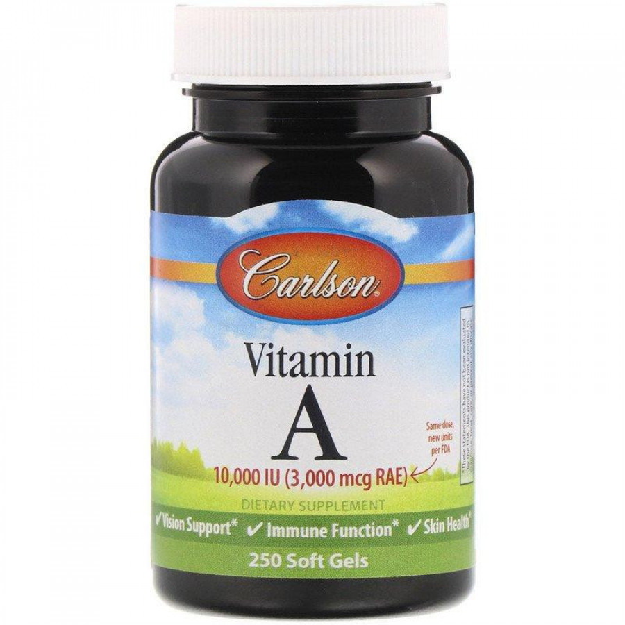 Витамин A "Vitamin A" 10 000 МЕ, Carlson Labs, 250 капсул