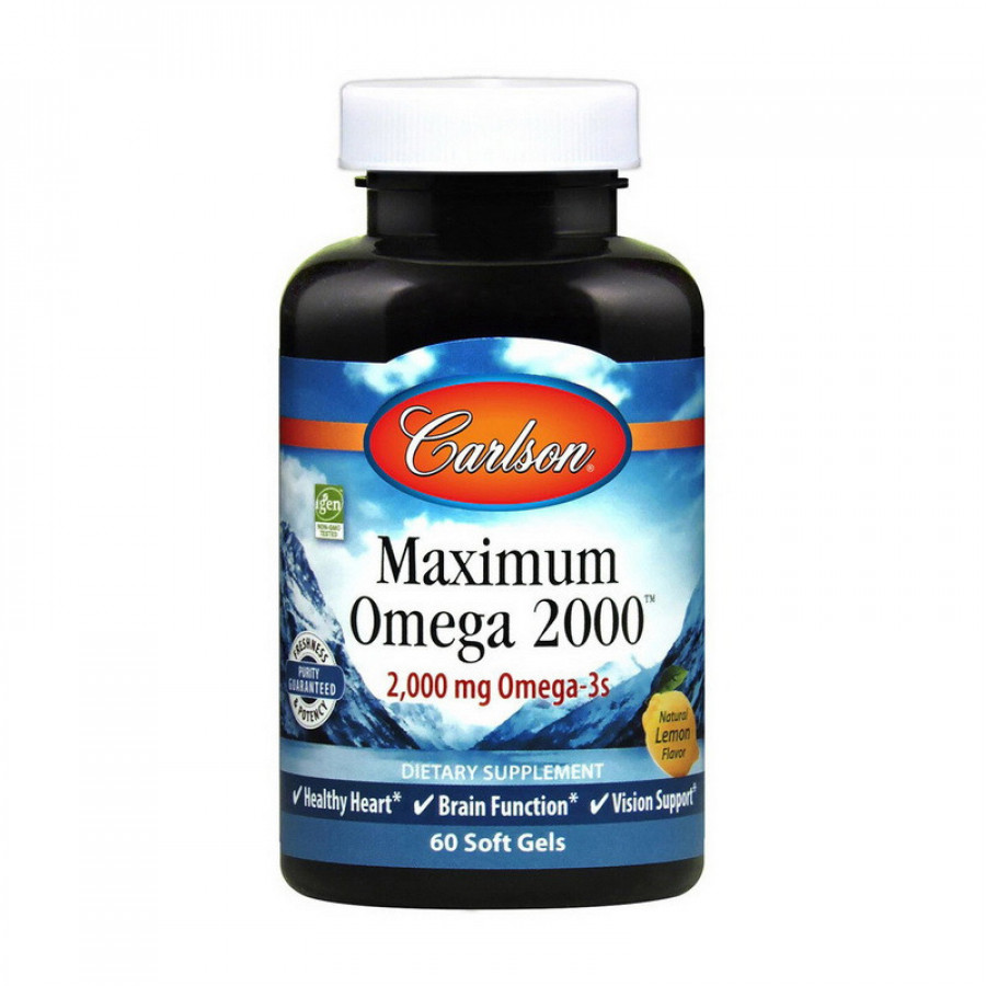 Максимум Omega-3s "Maximum Omega-3s" Carlson Labs, 2000 мг, вкус лимона, 60 капсул