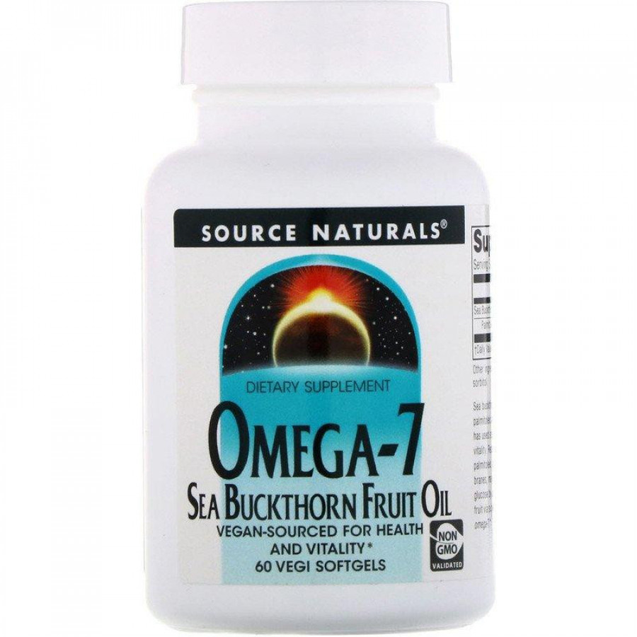 Омега-7 "Omega-7 Sea Buckthorn Fruit Oil" масло облепихи, Source Naturals, 60 капсул
