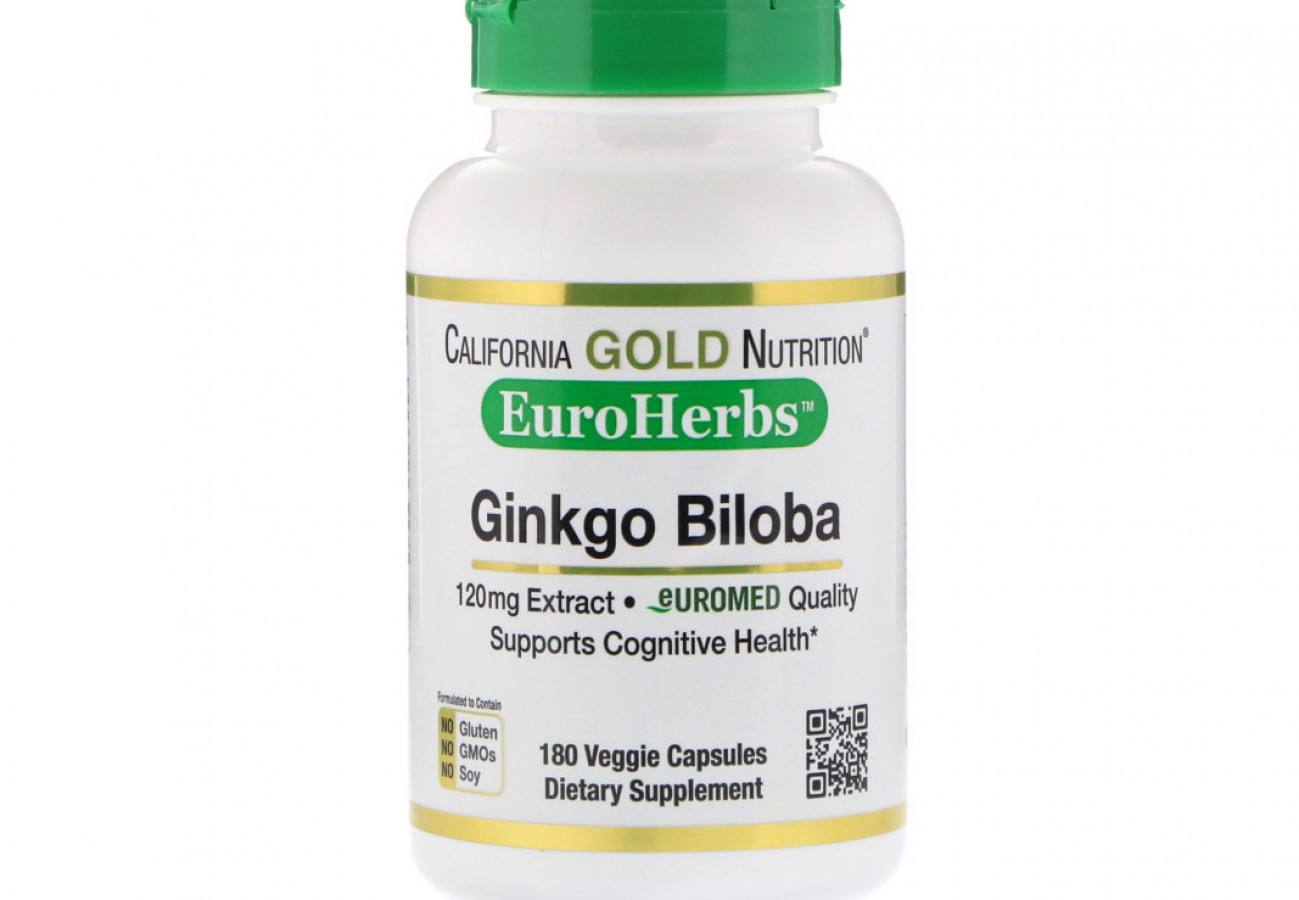 Ginkgo Biloba, California Gold Nutrition, гинкго билоба экстракт 120 mg, 180 капсул