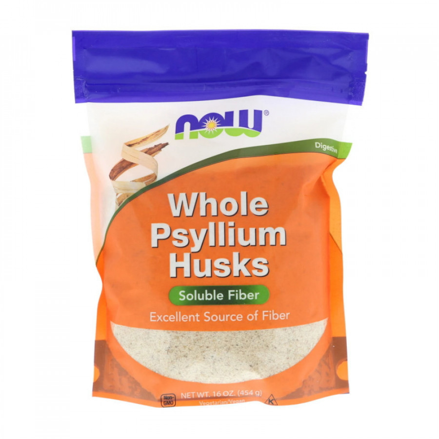Псиллиум Whole Psyllium Huck, Now Foods, шелуха семян подорожника, 454 г